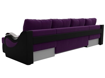 П-образный диван Меркурий П, Фиолетовый/черный (вельвет/экокожа) в Нижнем Новгороде - предосмотр 7