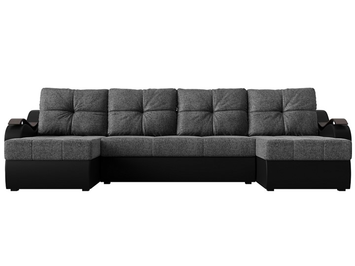 П-образный диван Меркурий П, Серый/черный (рогожка/экокожа) в Нижнем Новгороде - изображение 1