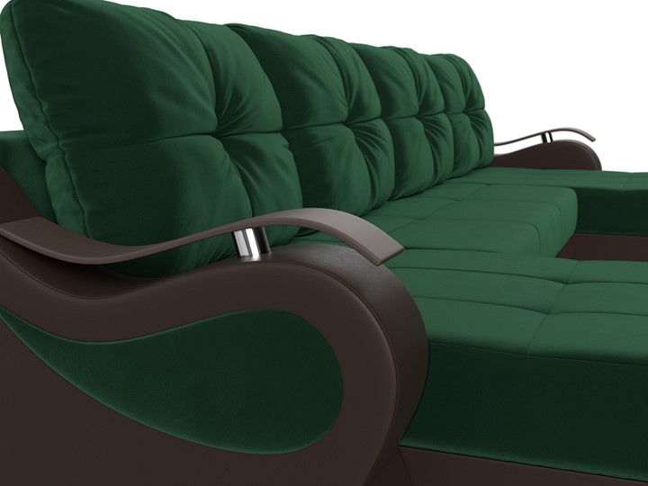 П-образный диван Меркурий П, Зеленый\Коричневый (Велюр\Экокожа) в Нижнем Новгороде - изображение 4