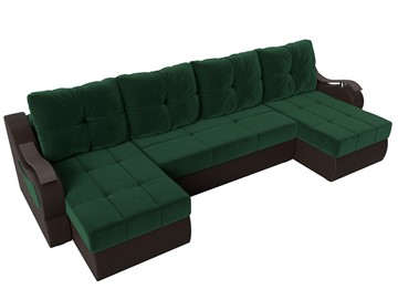 П-образный диван Меркурий П, Зеленый\Коричневый (Велюр\Экокожа) в Нижнем Новгороде - предосмотр 5