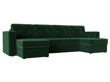 П-образный диван Принстон, Зеленый\Коричневый (Велюр) боннель в Нижнем Новгороде - предосмотр