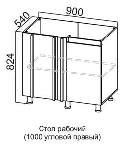 Кухонная угловая тумба Соната С1000у правая, дуб золотой, кромка черная в Нижнем Новгороде