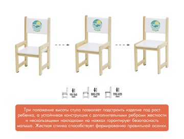 Комплект растущей детской мебели Polini kids Eco 400 SM, Лесная сказка, 68х55 см белый-натуральный в Нижнем Новгороде - предосмотр 2
