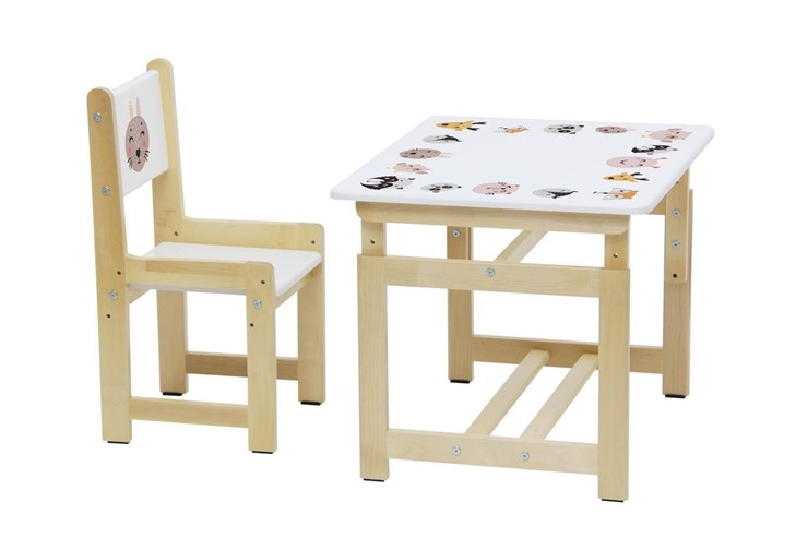 Комплект растущей детской мебели Polini kids Eco 400 SM, Лесная сказка, 68х55 см белый-натуральный в Нижнем Новгороде - изображение 4