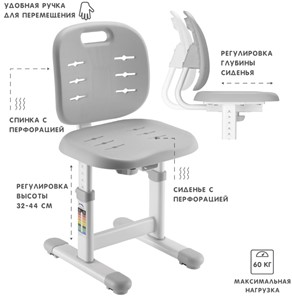 Комплект растущей мебели SET Holto-2 серый в Нижнем Новгороде - предосмотр 5