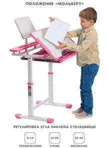 Растущие парта + стул SET HOLTO-17А, розовый в Нижнем Новгороде - предосмотр 2