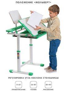 Комплект из растущих парты и стула SET HOLTO-17А, зеленый в Нижнем Новгороде - предосмотр 2