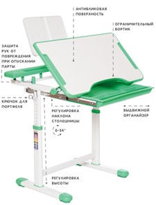 Комплект из растущих парты и стула SET HOLTO-17А, зеленый в Нижнем Новгороде - предосмотр 5
