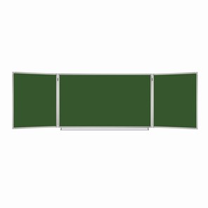 Доска для мела магнитная 3-х элементная 100х150/300 см, 5 рабочих поверхностей, зеленая, BRAUBERG, 231707 в Нижнем Новгороде - предосмотр